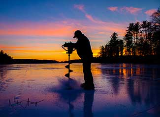 Ice Fishing Cobbossee photo credit to Nick Avery